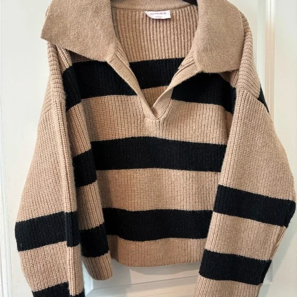These Three Boutique Striped collared Women's Sweater - Picture 5 of 8